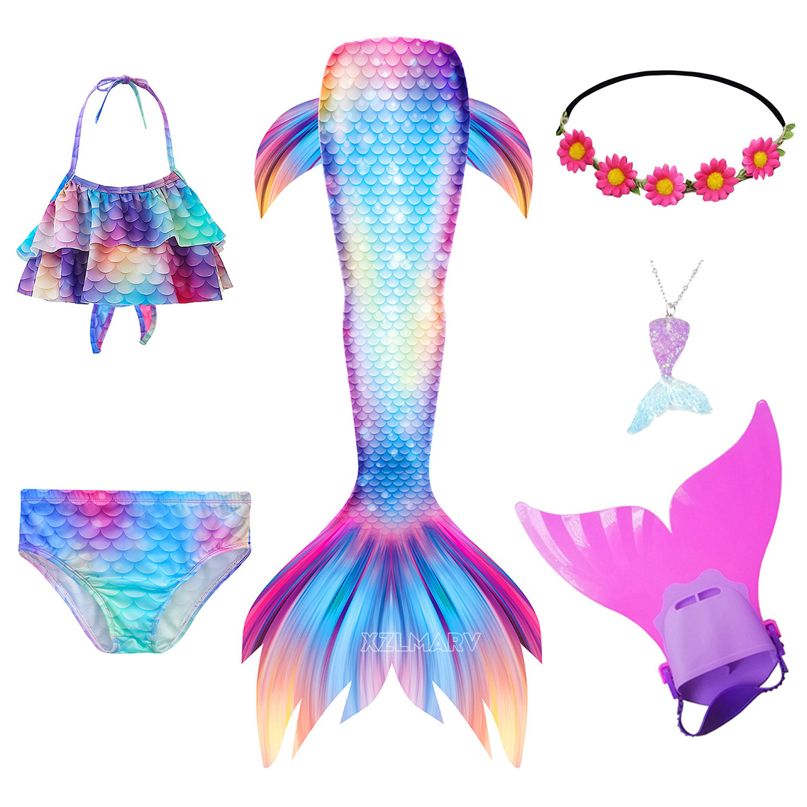 6Pcs/set Ariel Girls Swimming  - огляд і ціна Flippers Swimming