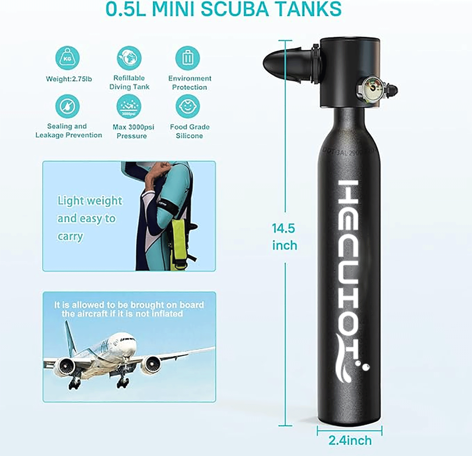 HECUIOI Mini Scuba Tank Diving - огляд і ціна Snorkel Set